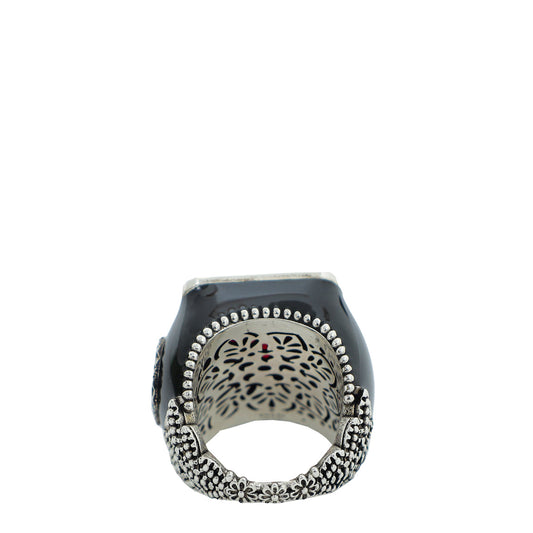 Gucci Multicolor GG Synthetic Ruby Signet Ring