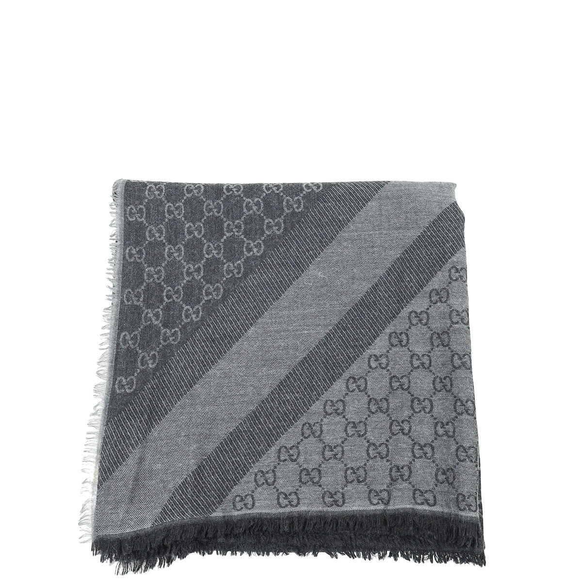 Gucci Grey GG Wool Jacquard Shawl