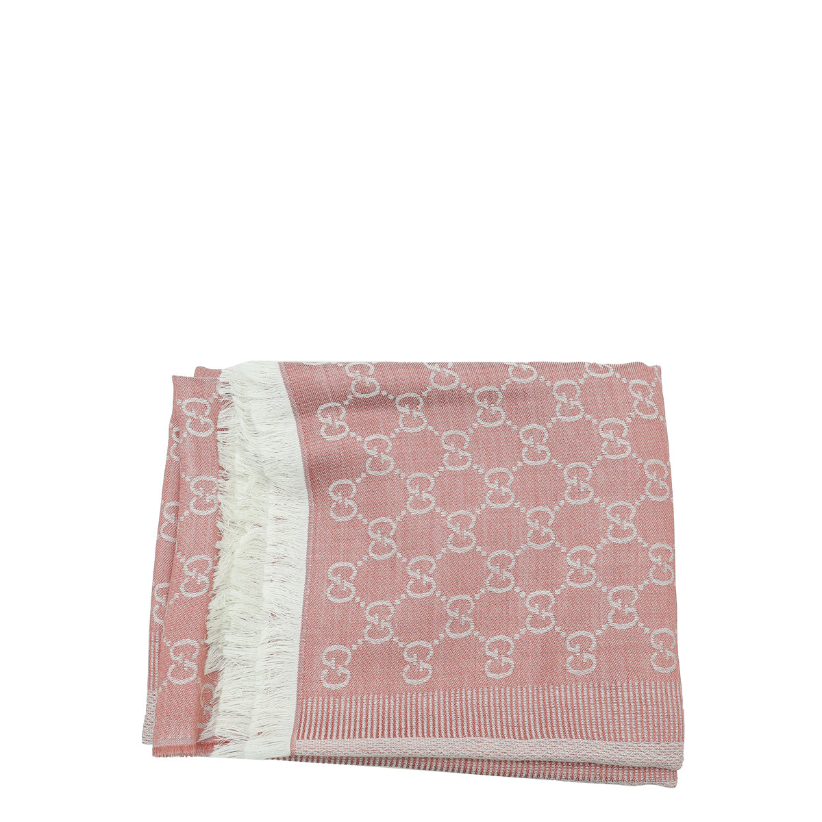 Gucci Pink GG Print Silk Wool Scarf