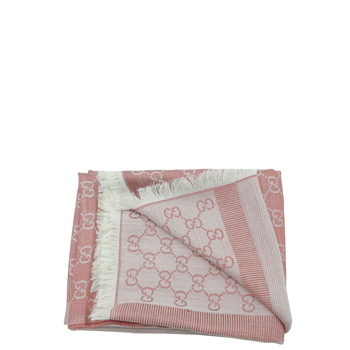 Gucci Pink GG Print Silk Wool Scarf