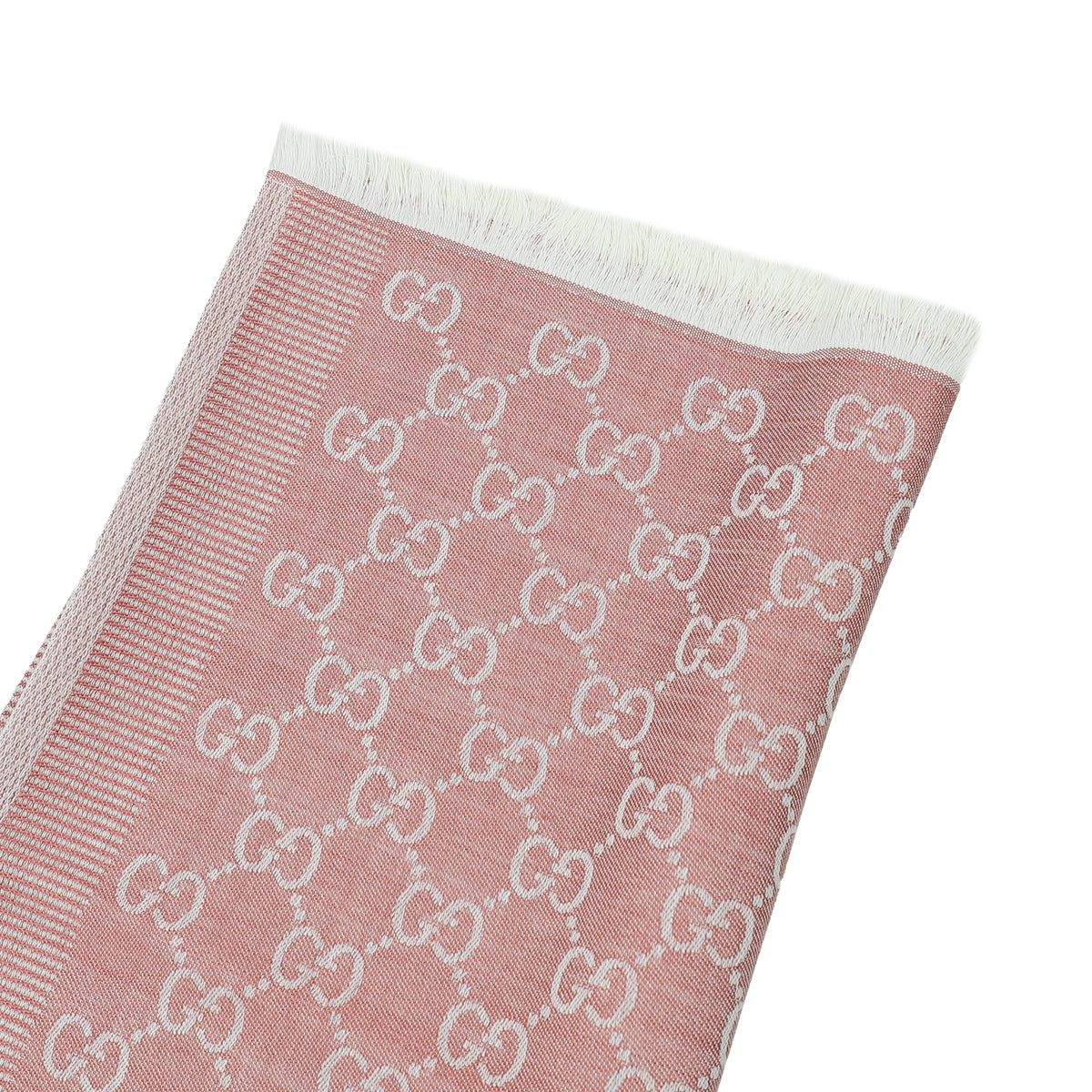 Gucci Pink GG Print Silk Wool Scarf