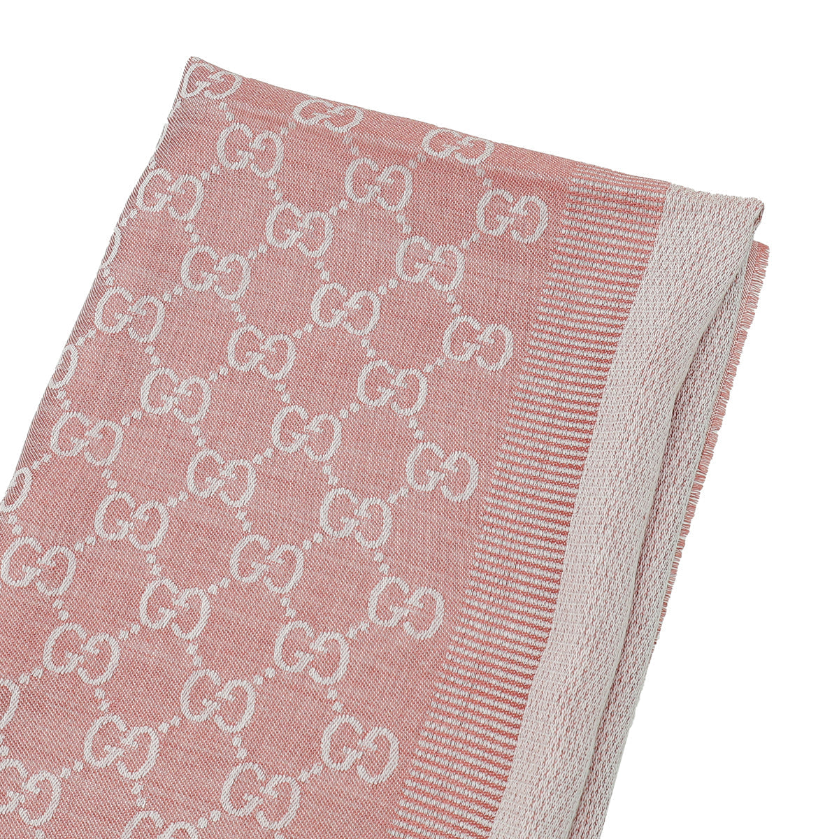 Gucci Pink GG Print Silk Wool Scarf