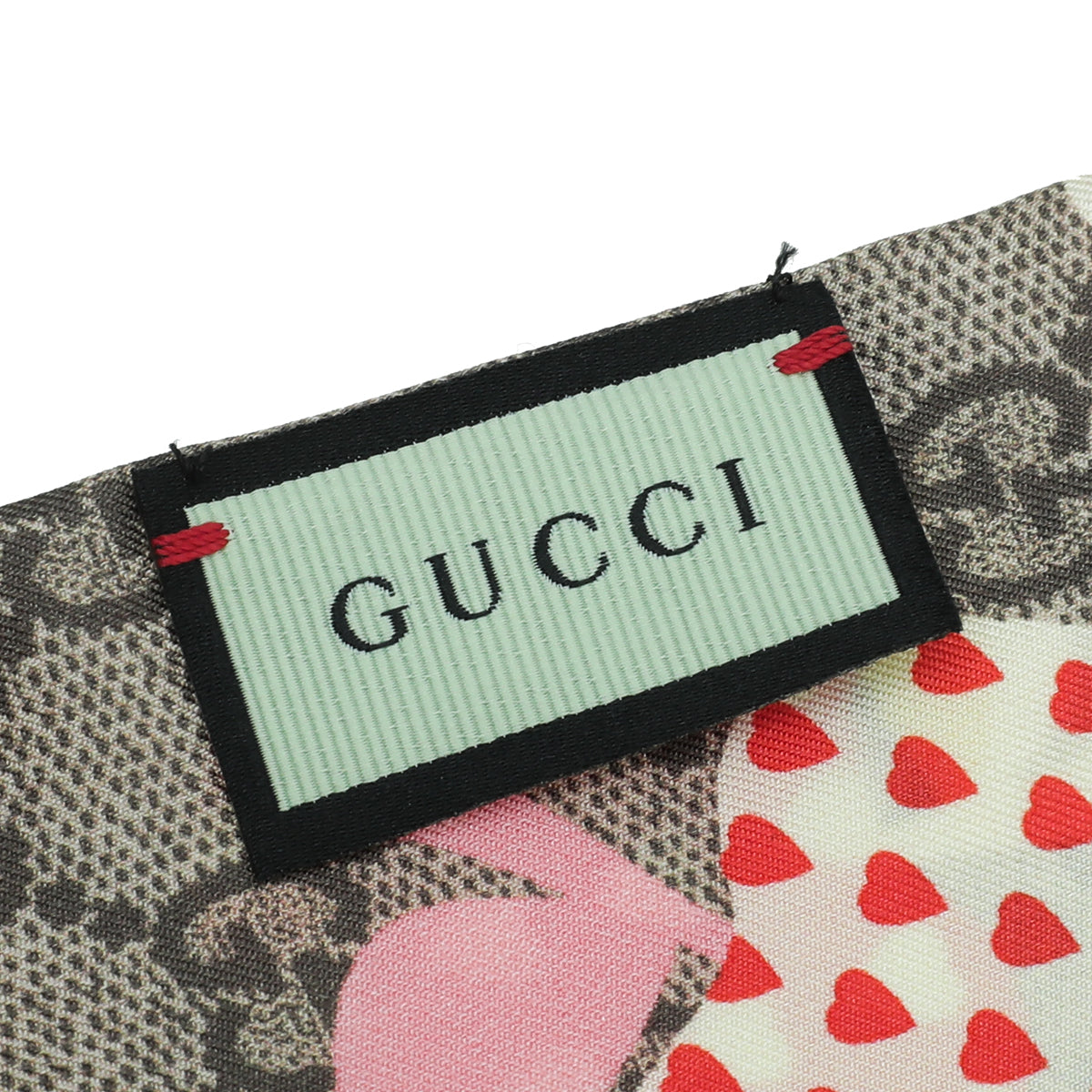 Gucci Ebony Multicolor Les Pommes Neck Bow Silk Scarf