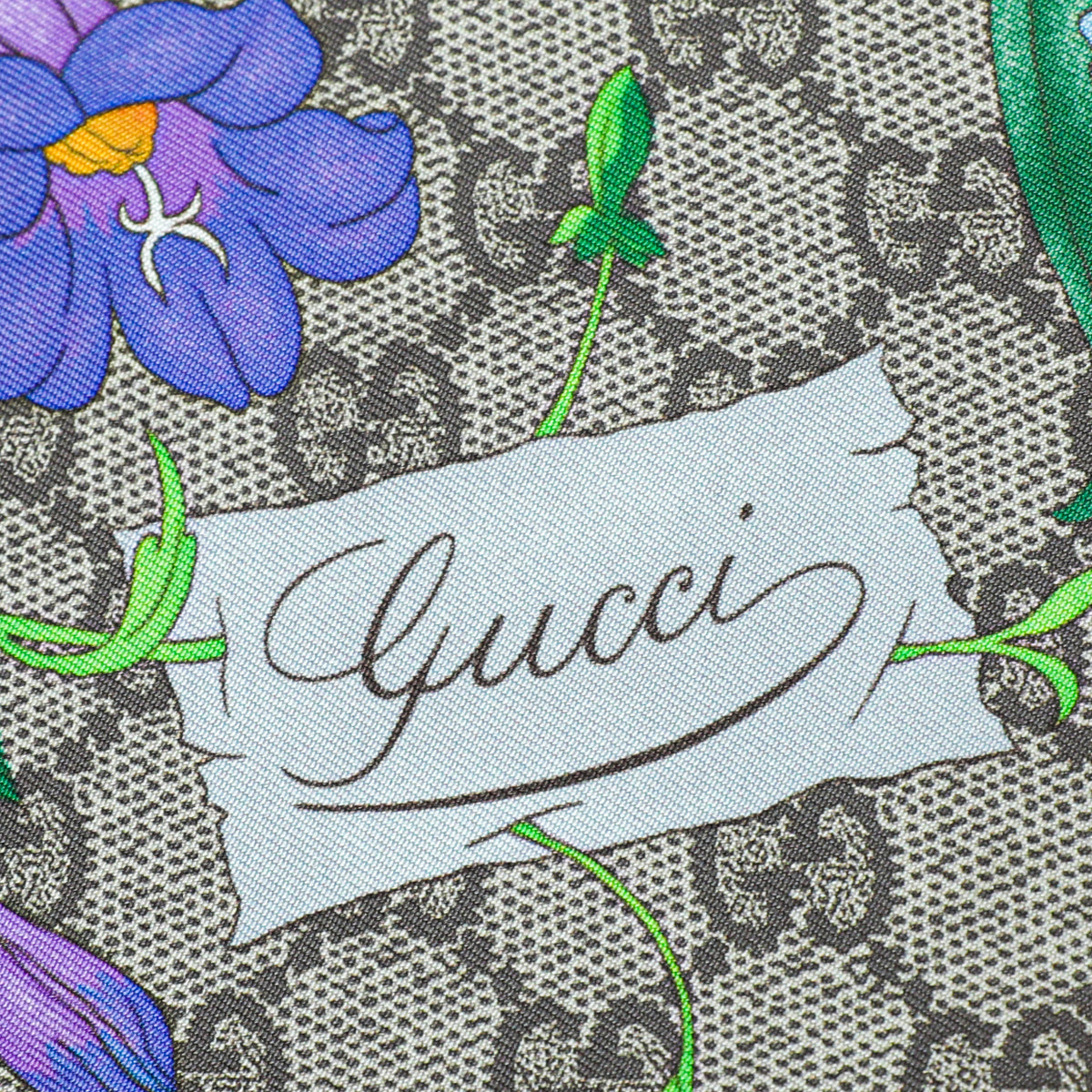 Gucci Ebony Multicolor GG Flora Print Silk Scarf