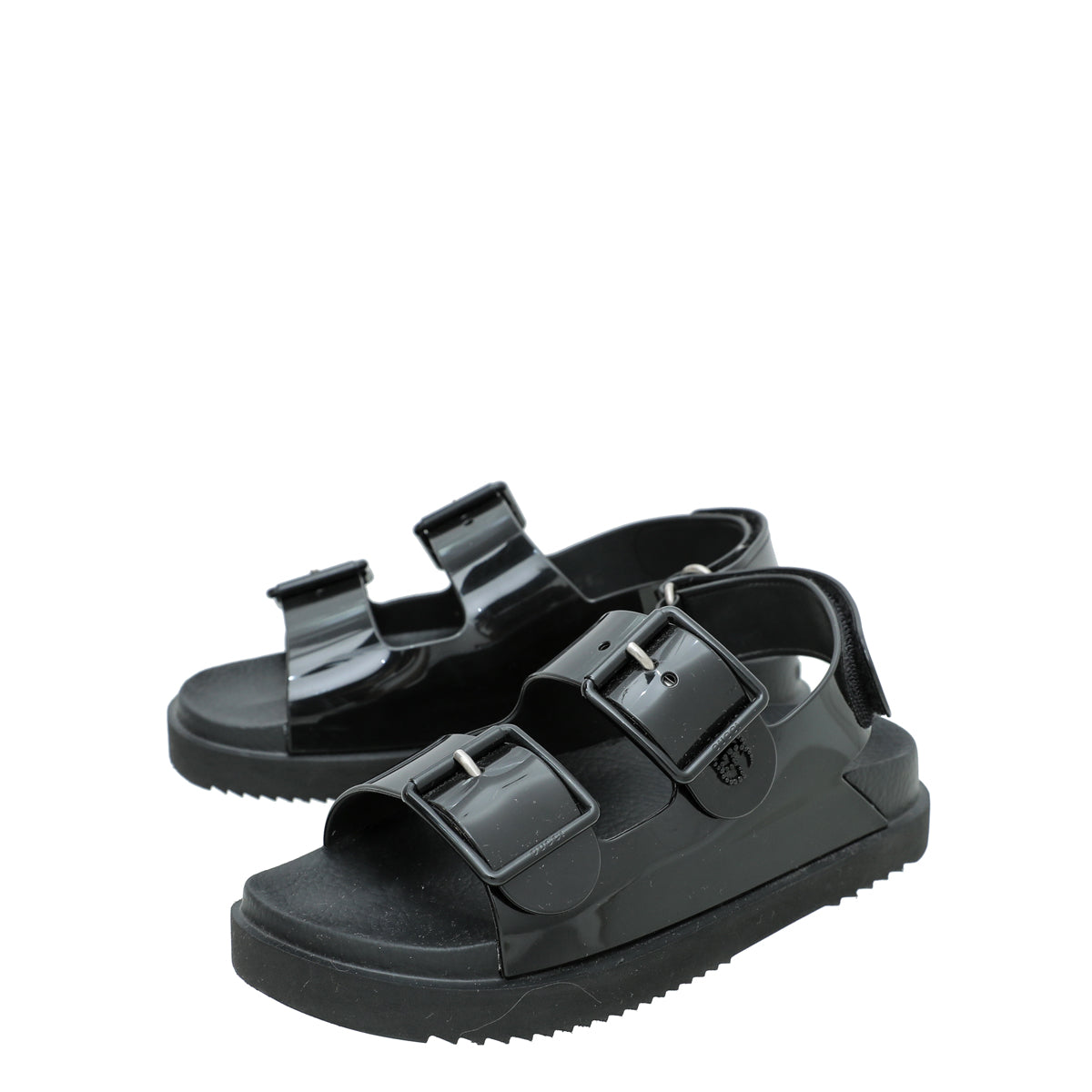 Gucci Black G Rubber Mini Double Sandal 34