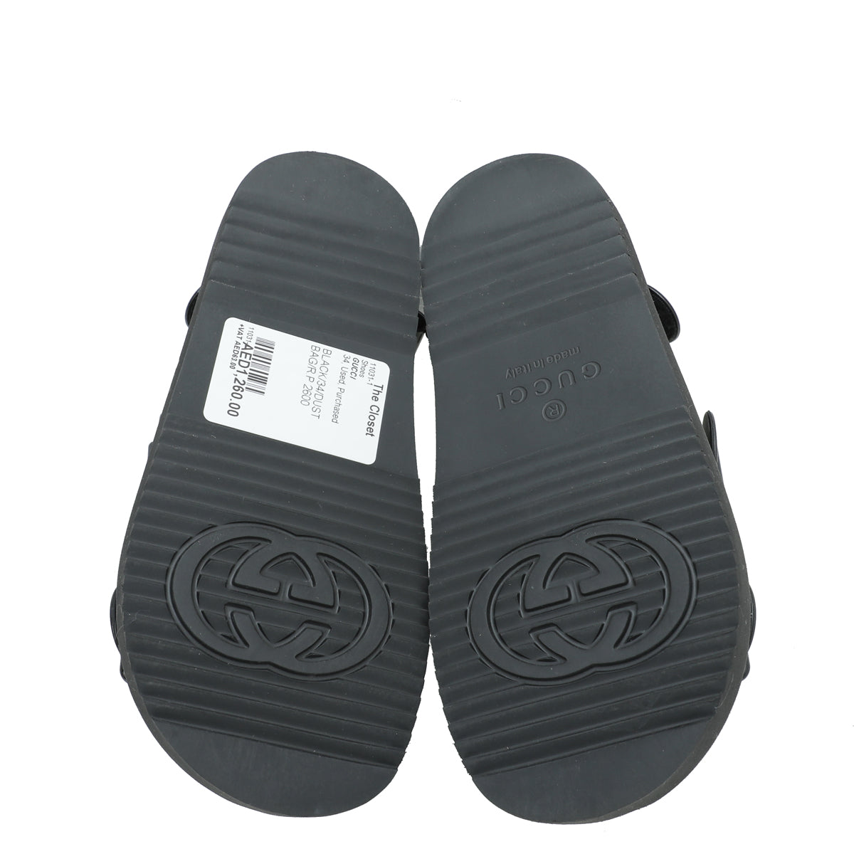 Gucci Black G Rubber Mini Double Sandal 34