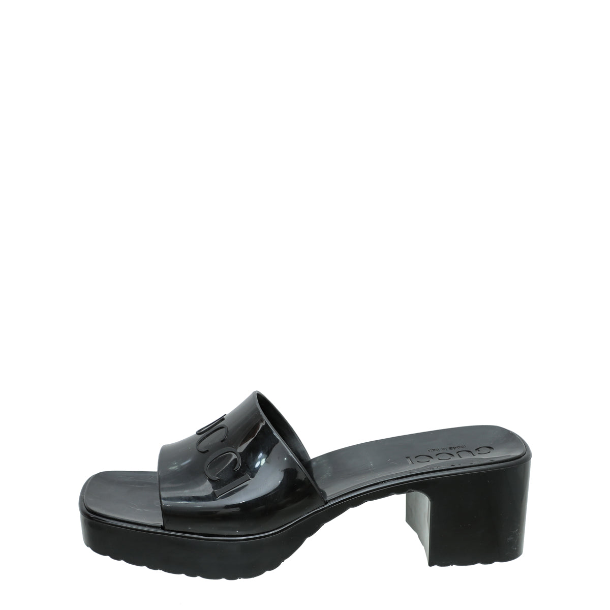 Gucci Black Logo Rubber Slide Sandal 34