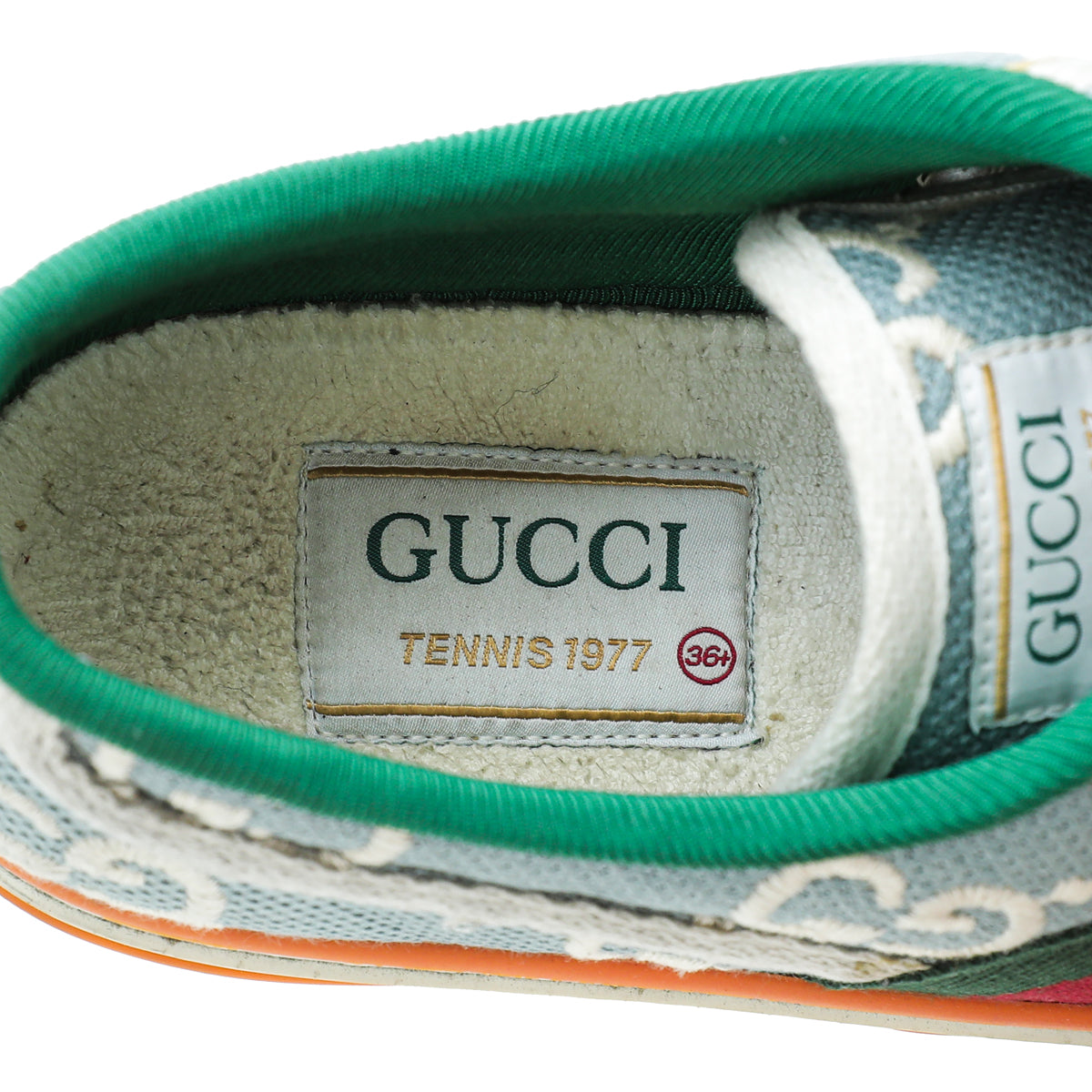 Gucci Bicolor GG Linen Fabric Tennis 1977 Sneaker 36.5