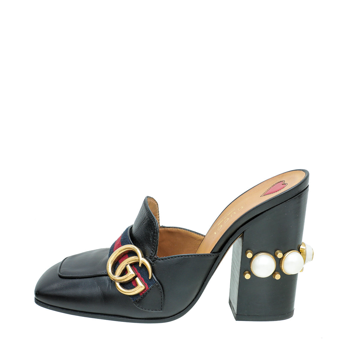 Gucci Black GG Web Peyton Mules 37.5
