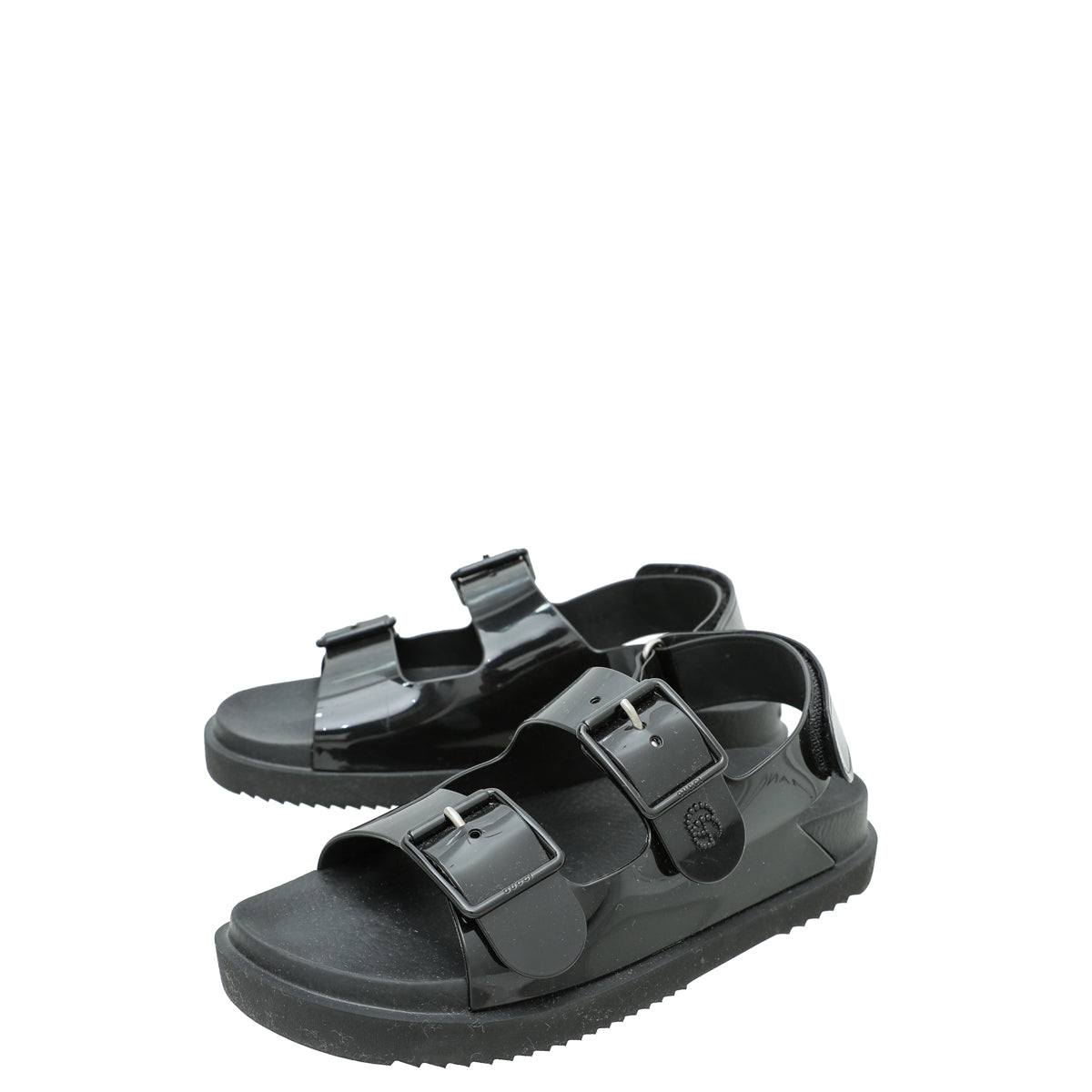 Gucci Black Mini Double G Rubber Sandal 38