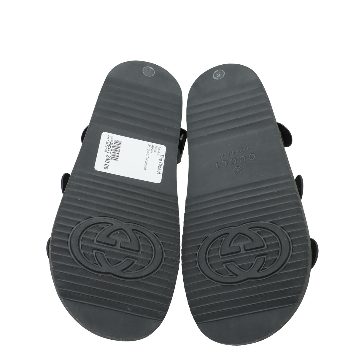 Gucci Black Mini Double G Rubber Sandal 38
