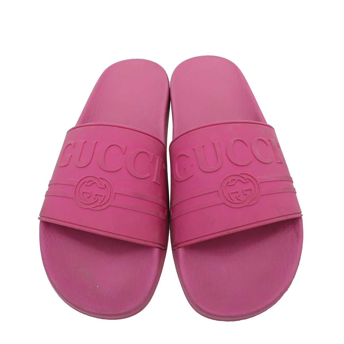 Gucci Pink Logo Rubber Slide Sandal 42
