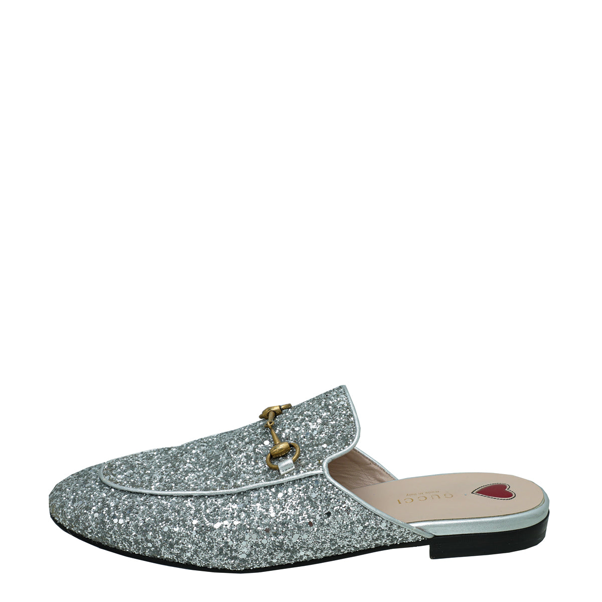 Gucci Silver Glitter Princetown Mules 39.5