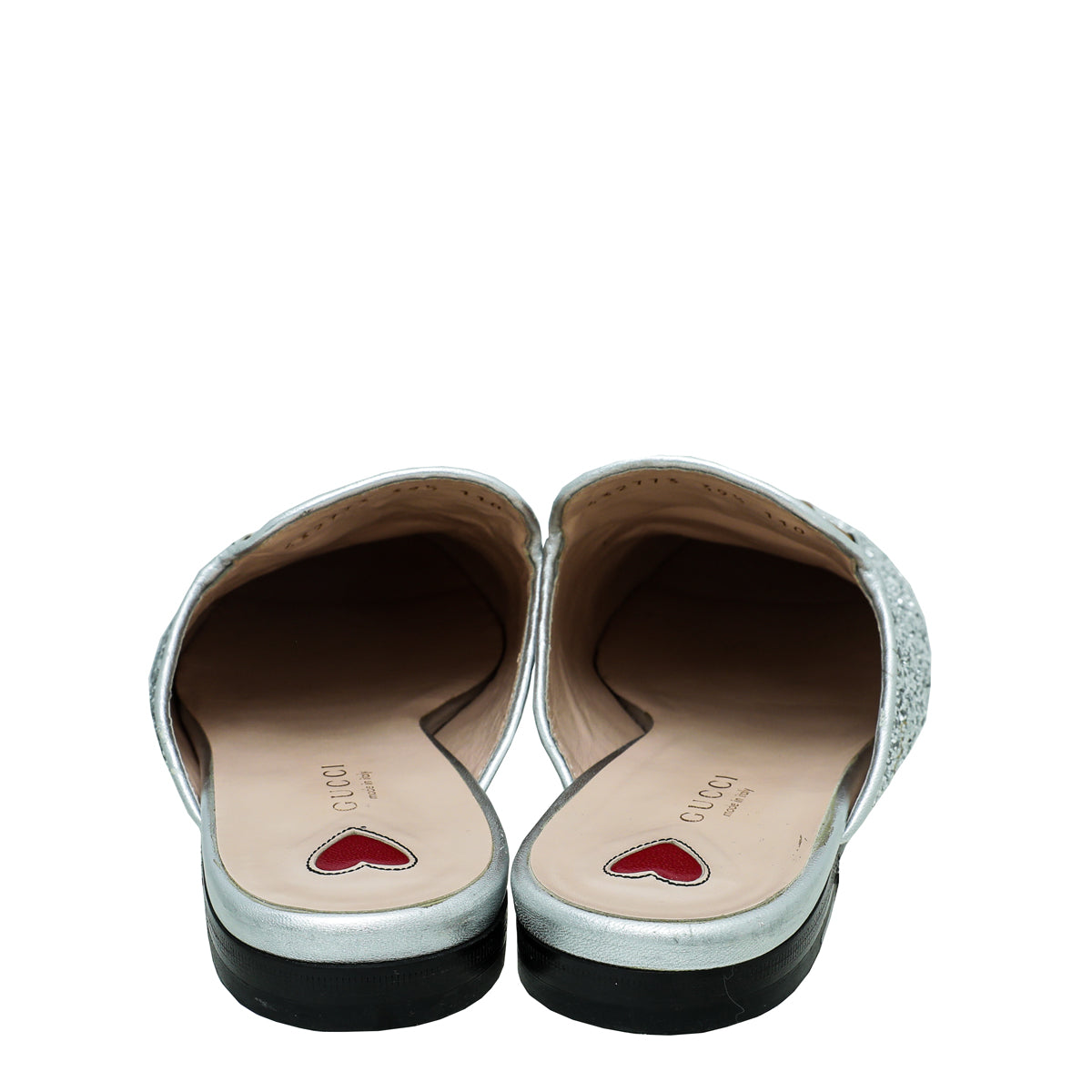Gucci Silver Glitter Princetown Mules 39.5