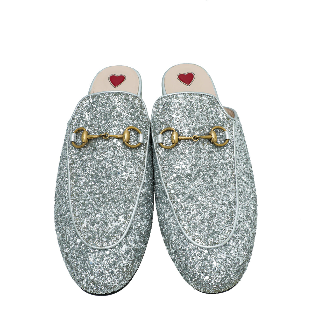 Gucci Silver Glitter Princetown Mules 39.5