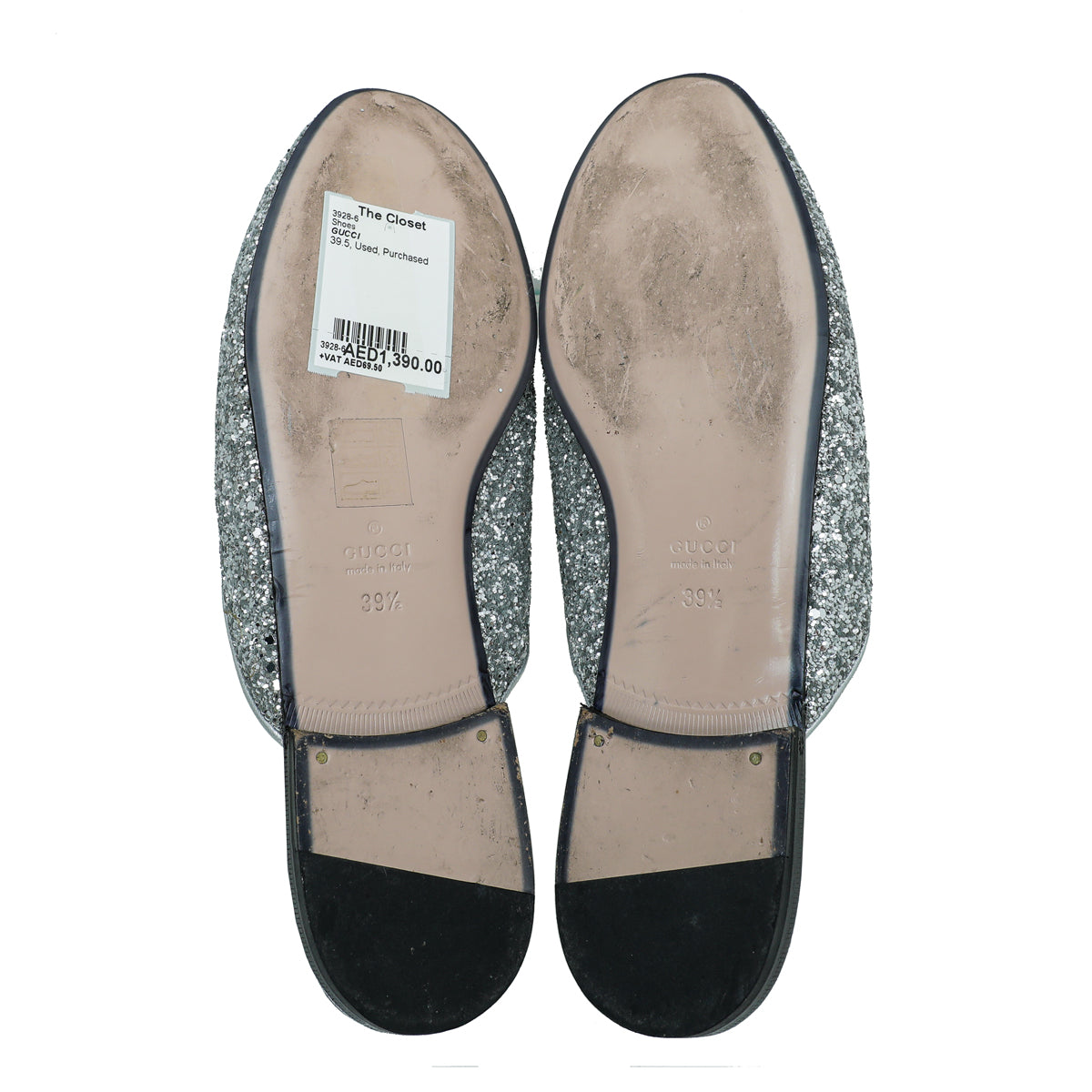 Gucci Silver Glitter Princetown Mules 39.5