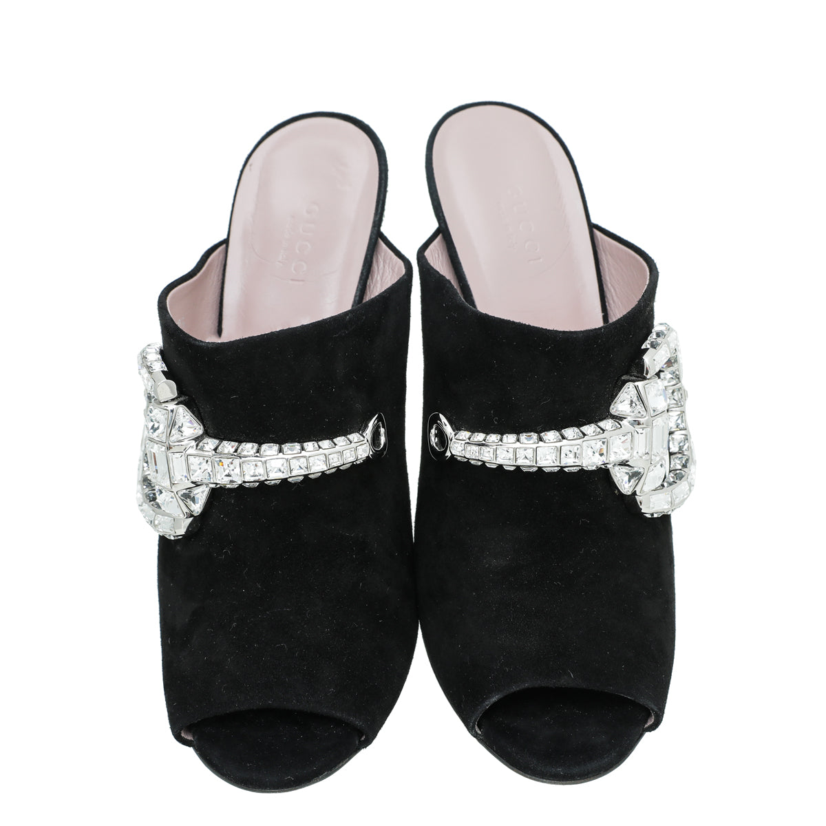 Gucci Black Suede Maxime Crystal Covered Horsebit Sandals 40.5