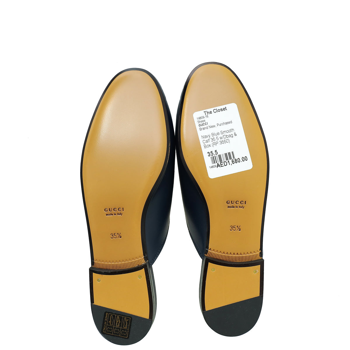 Gucci Navy Blue Princetown Mules 35.5