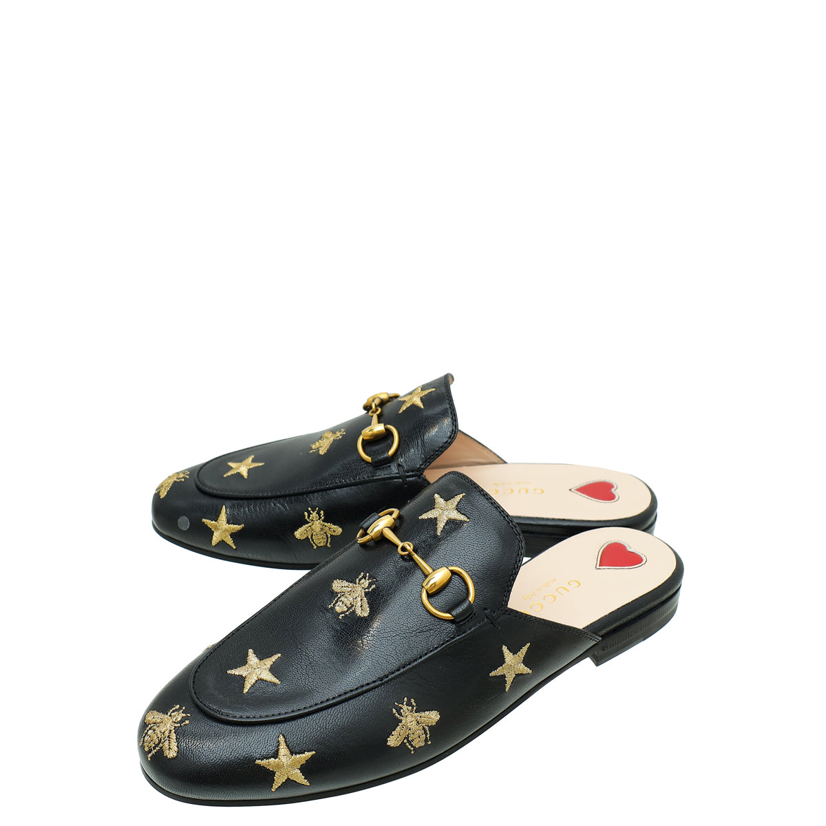 Gucci Bicolor Bee Star Princetown Mules 35
