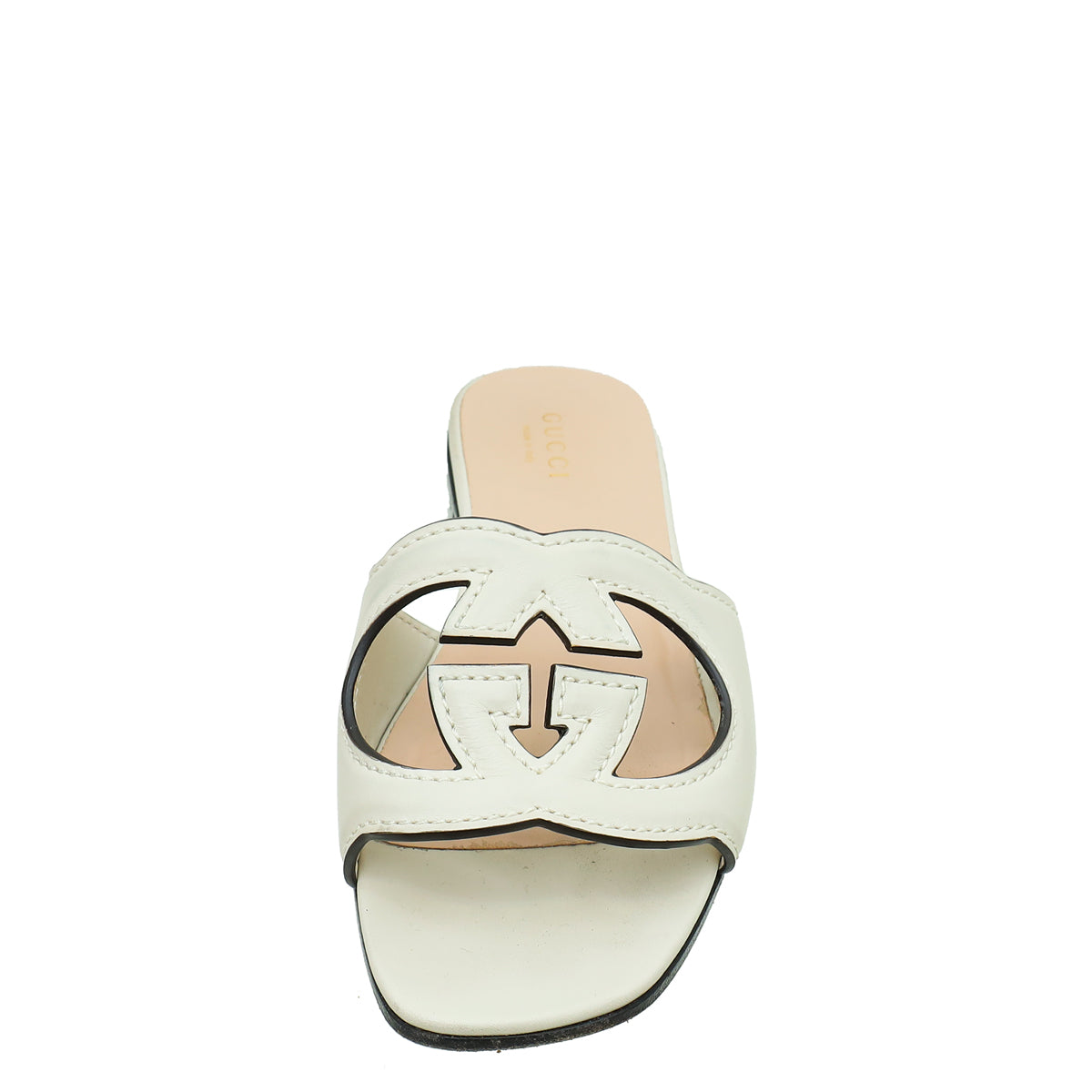 Gucci Off White Interlocking G Cut Out Slide Sandal 35