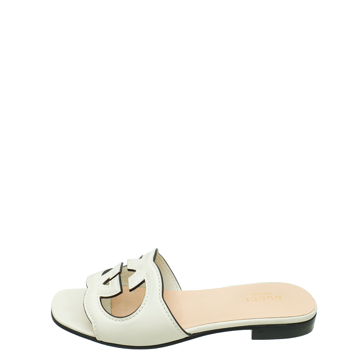 Gucci Off White Interlocking G Cut Out Slide Sandal 35