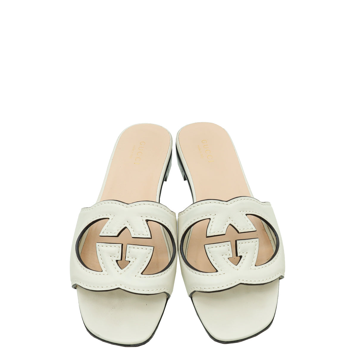 Gucci Off White Interlocking G Cut Out Slide Sandal 35