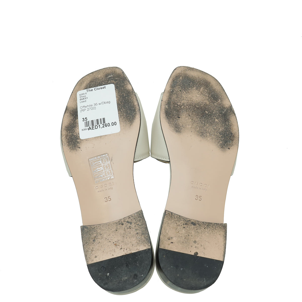 Gucci Off White Interlocking G Cut Out Slide Sandal 35
