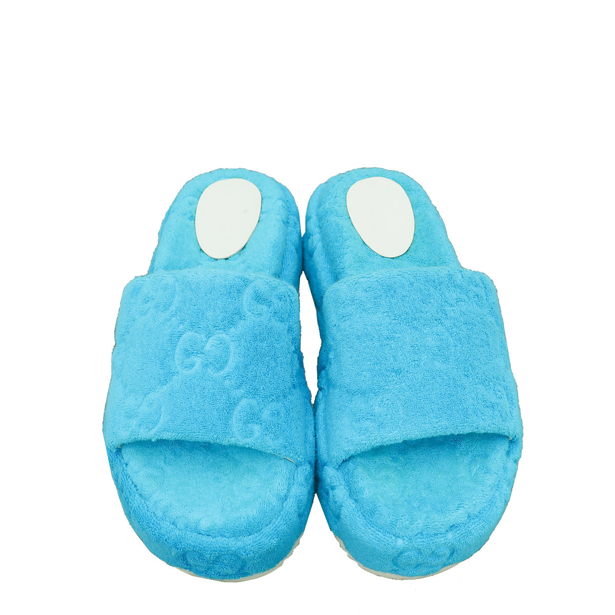 Gucci Sky Blue GG Terry Platform Slides 36.5