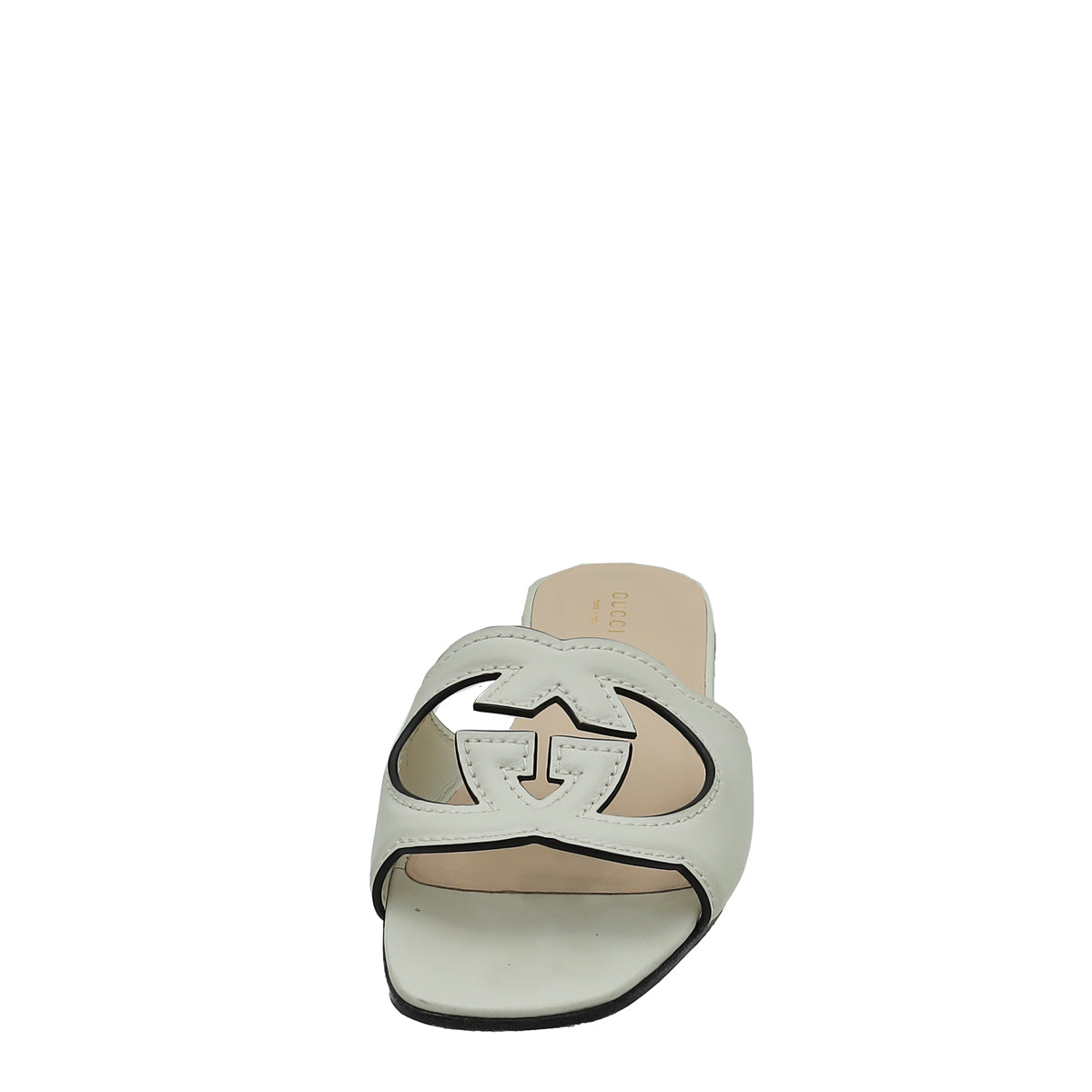Gucci Cream Interlocking G Cut Out Flat Sandal 38.5
