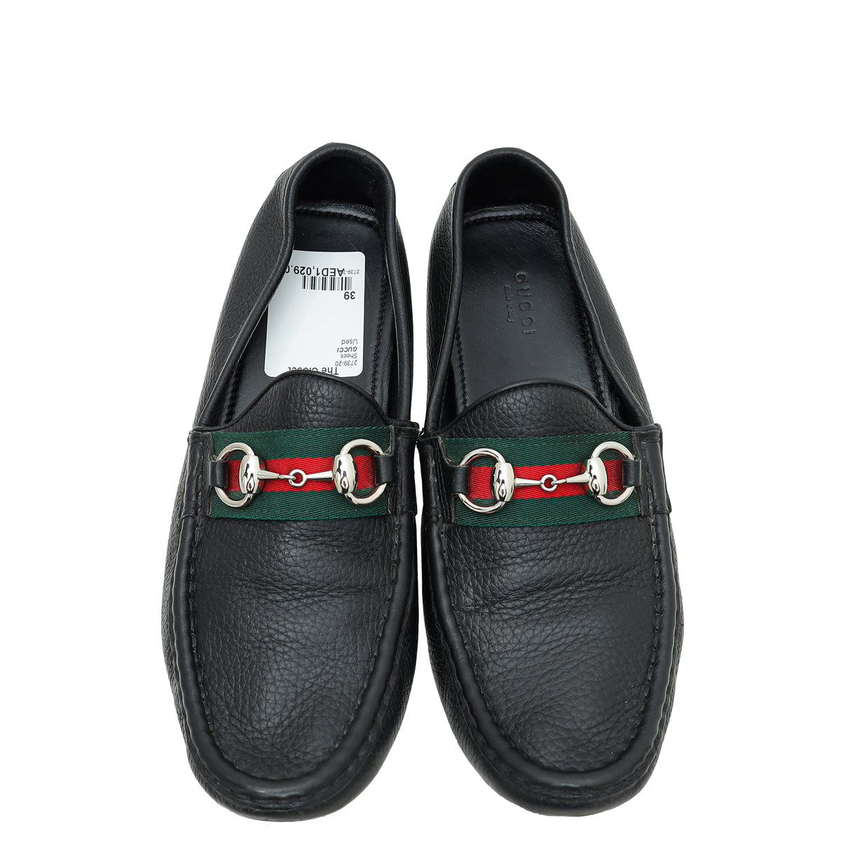 Gucci Black Web Horsebit Loafers 39