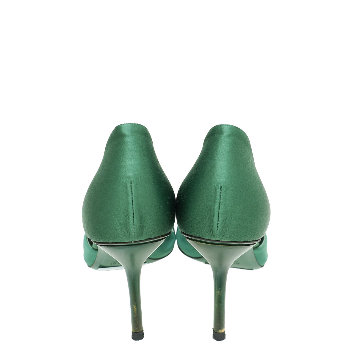 Gucci Green Satin Horsebit Crystal D'Orsay Pumps 40