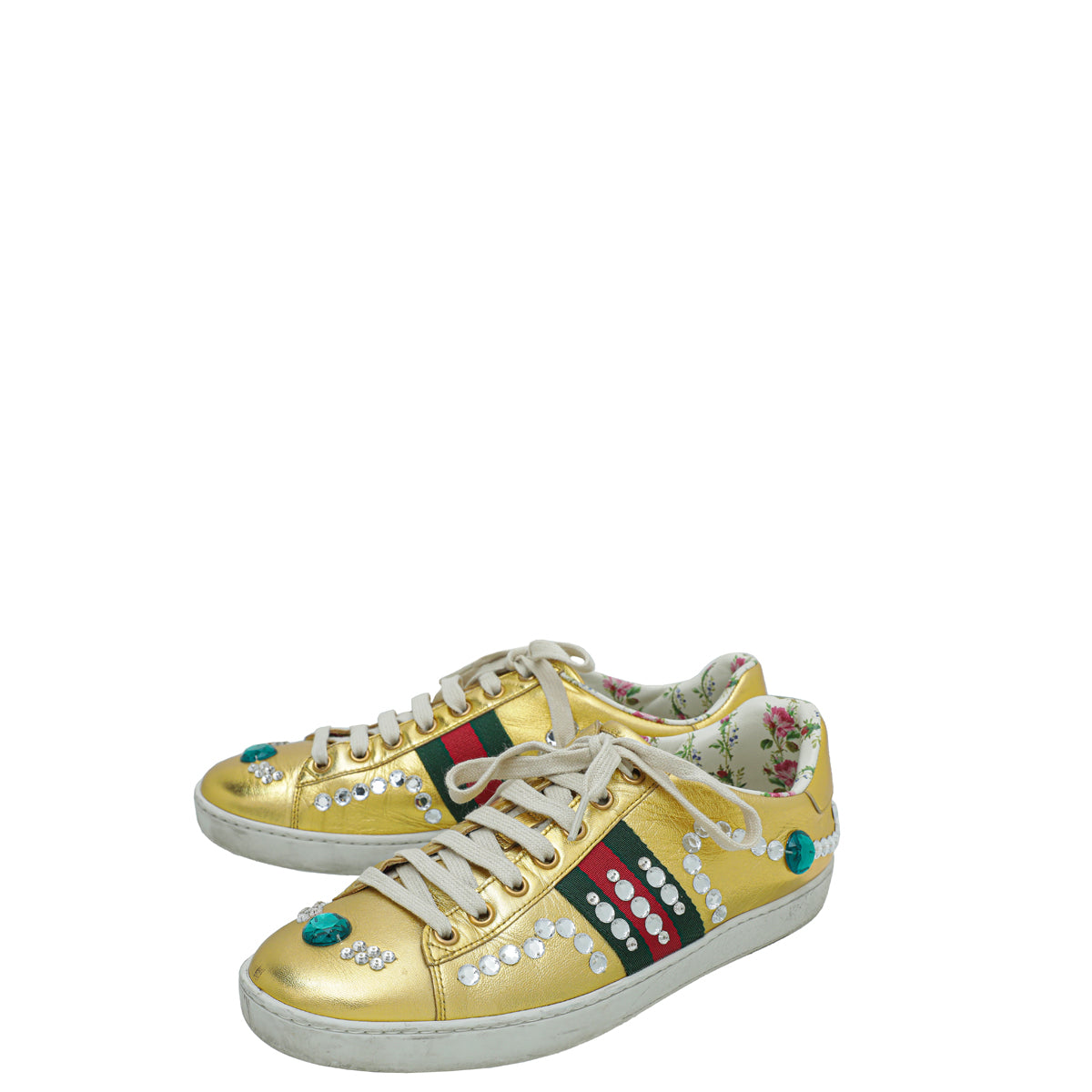 Gucci Gold Baskets Ace Strass Sneaker 39
