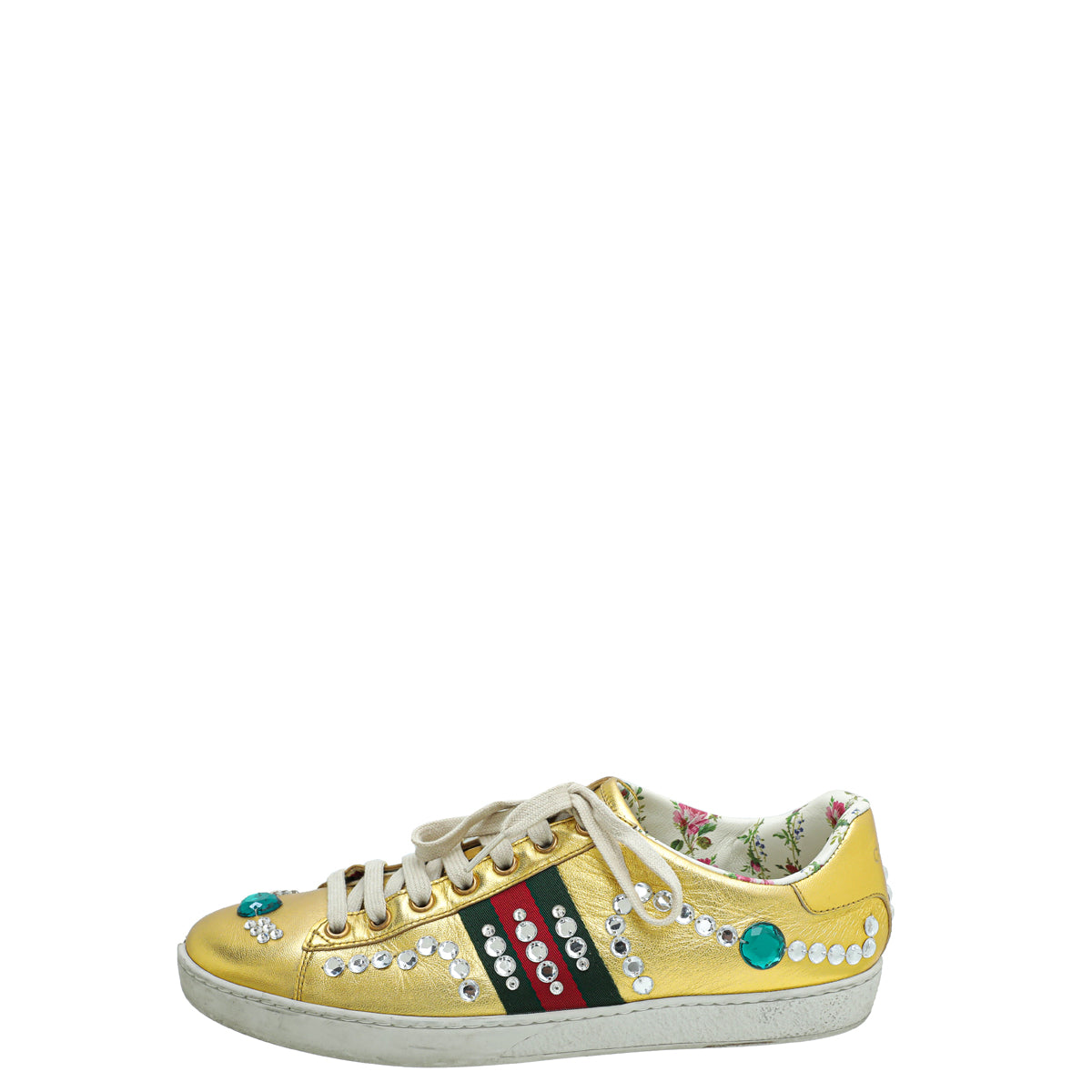 Gucci Gold Baskets Ace Strass Sneaker 39