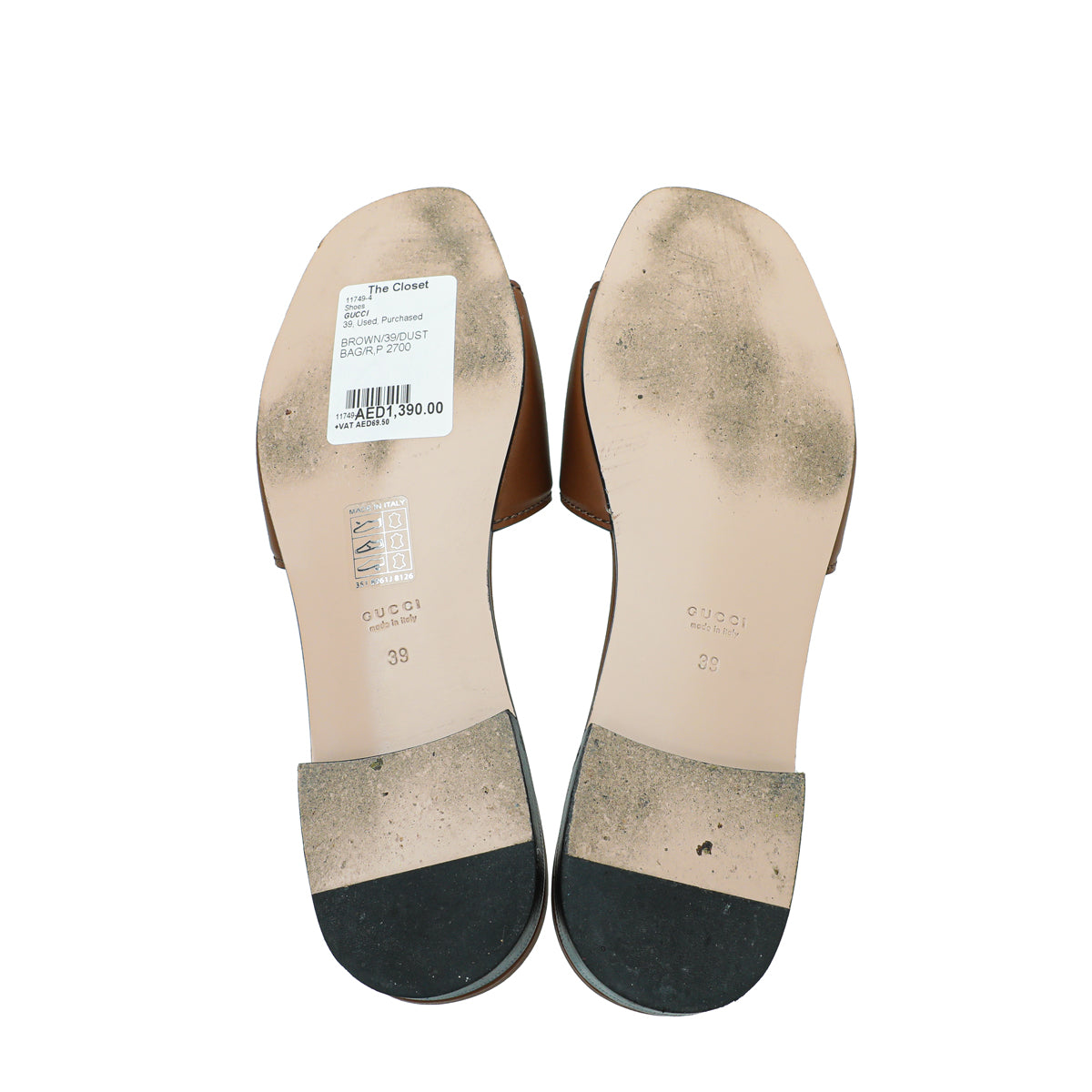 Gucci Brown Interlocking G Cut Out Slide Sandal 39