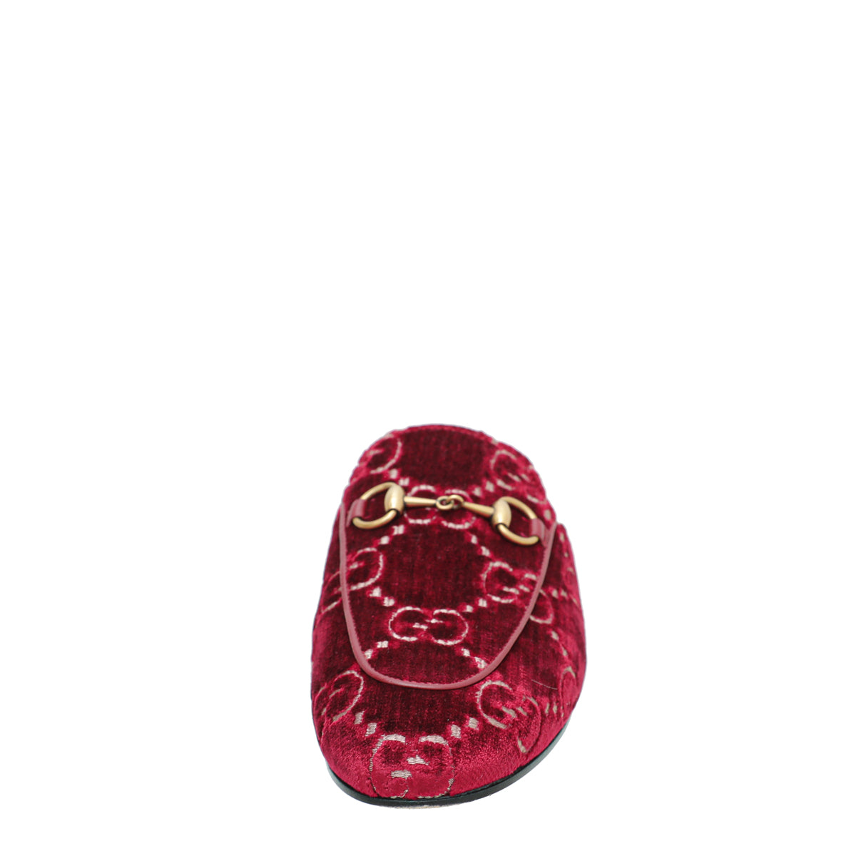 Gucci Hibiscus Red GG Velvet Princetown Mules 35