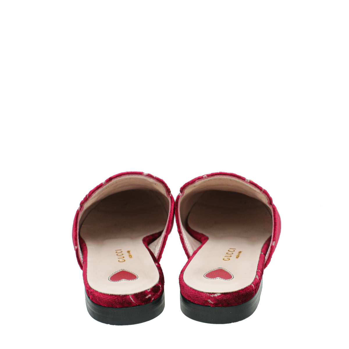 Gucci Hibiscus Red GG Velvet Princetown Mules 35