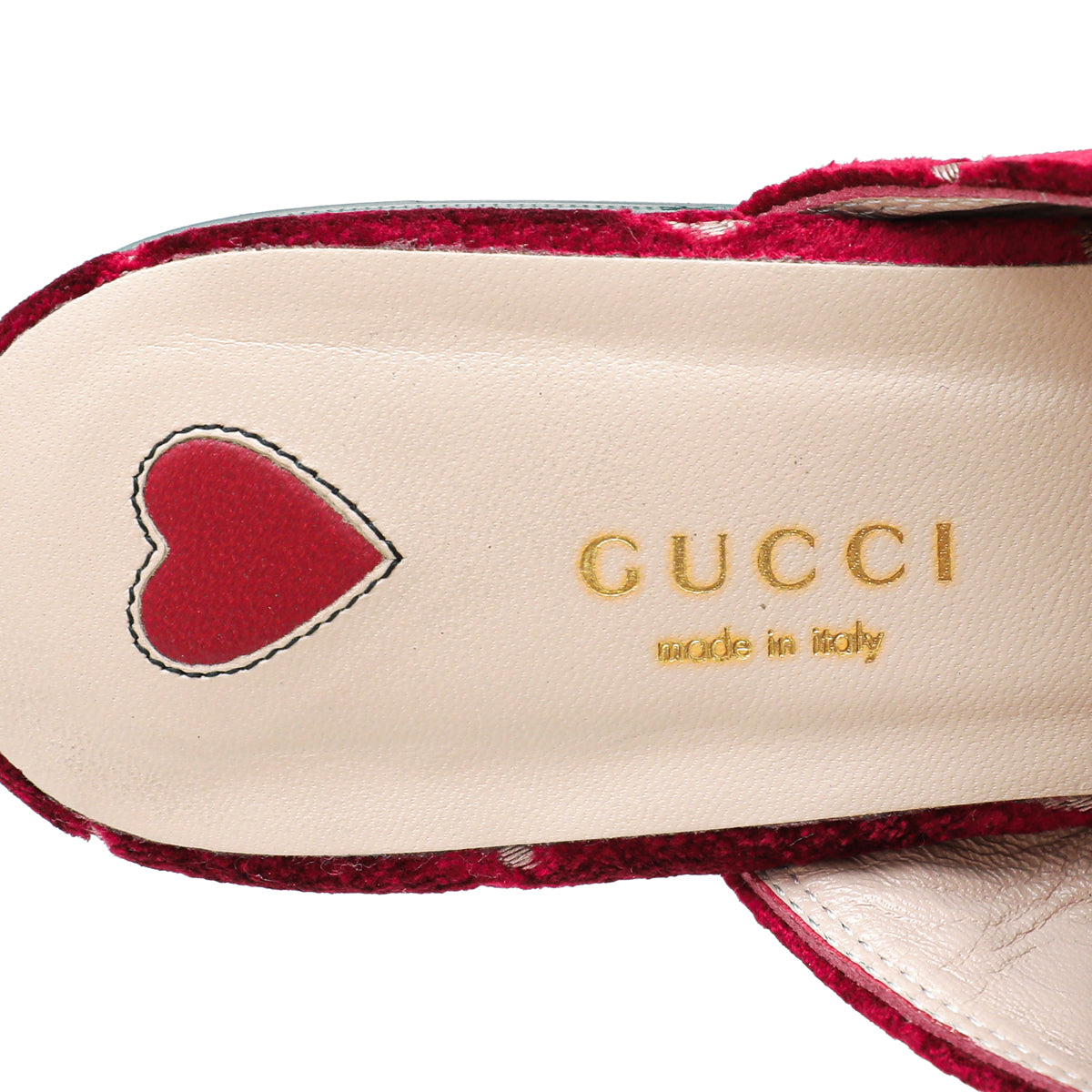 Gucci Hibiscus Red GG Velvet Princetown Mules 35