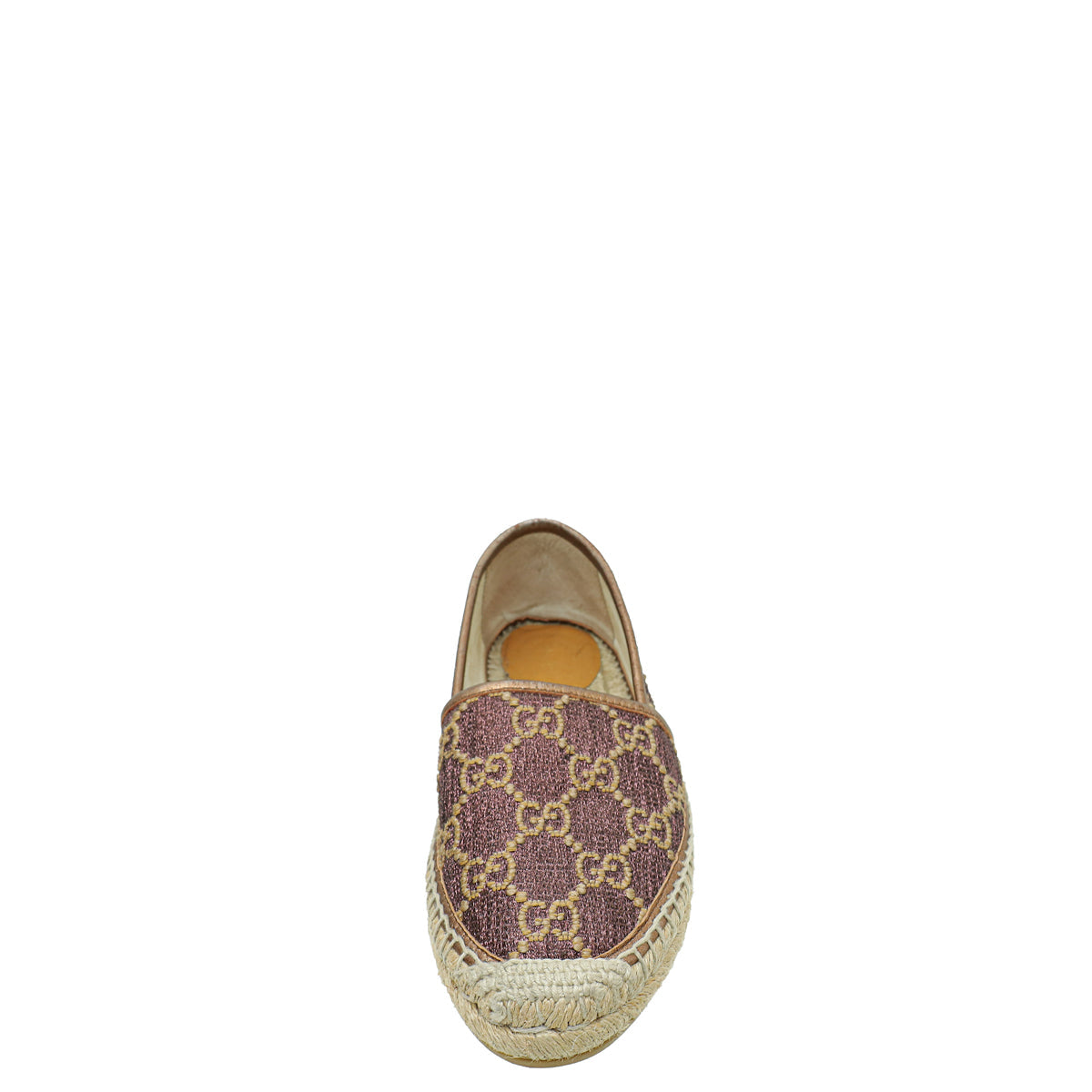 Gucci Metallic Bronze Lurex Embroidered GG Espadrille Flats 37