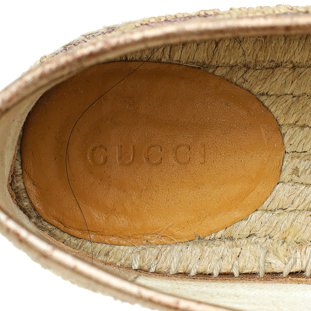 Gucci Metallic Bronze Lurex Embroidered GG Espadrille Flats 37