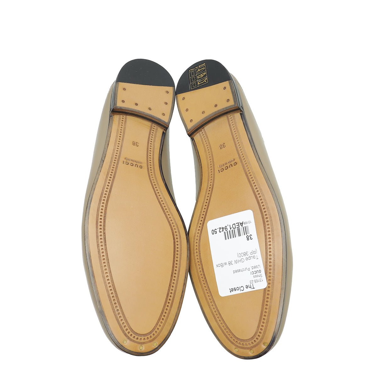 Gucci Taupe Horsebit Loafer 38