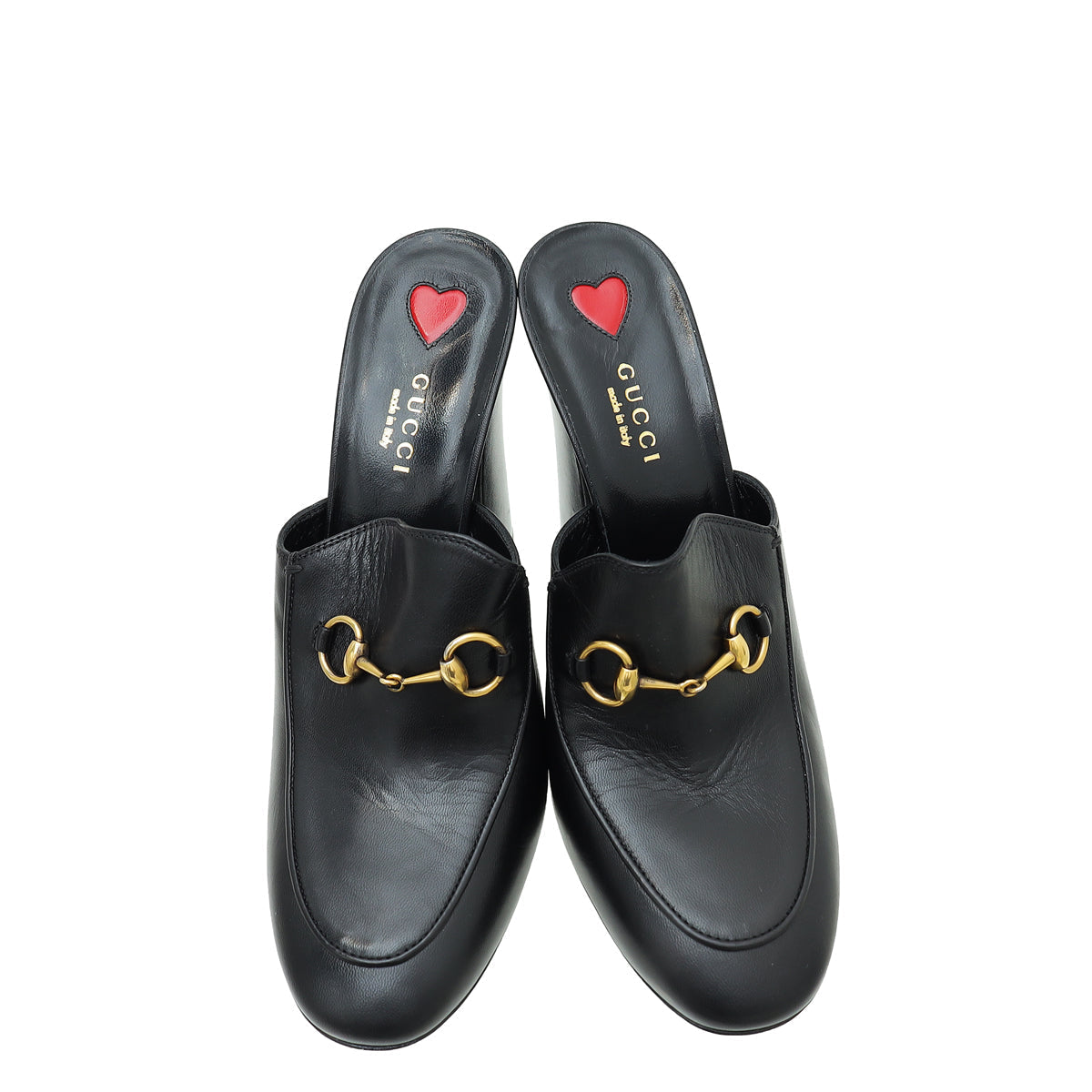 Gucci Black Malaga Kid Horsebit Princetown High Heel Mules 39