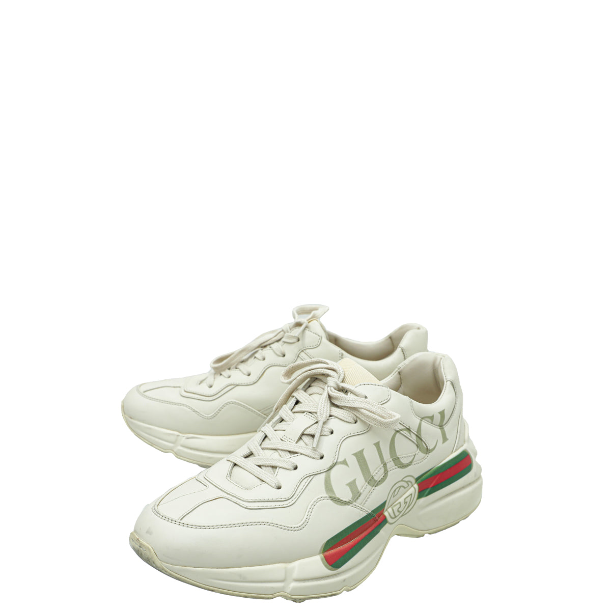 Gucci Ivory Men's Rhyton Gucci Logo Sneaker 40
