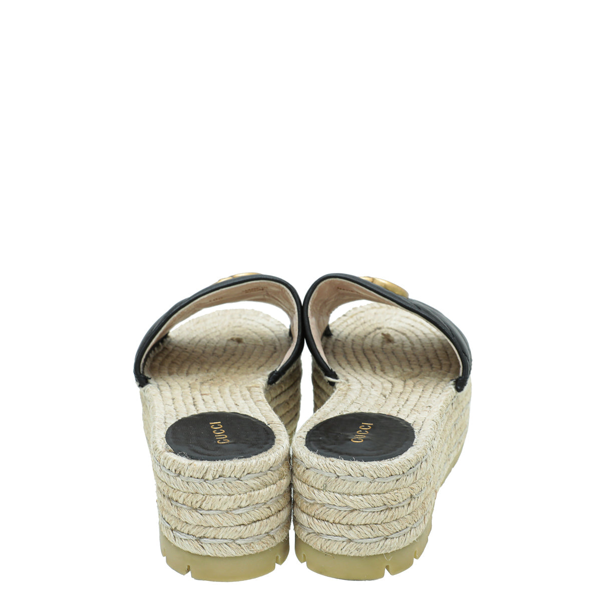 Gucci Black GG Marmont Platform Espadrille Mule 37
