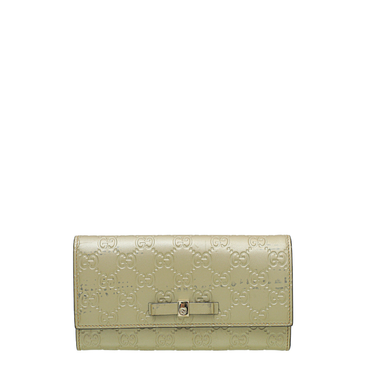 Gucci Champagne GG Guccissima Bow Continental Wallet