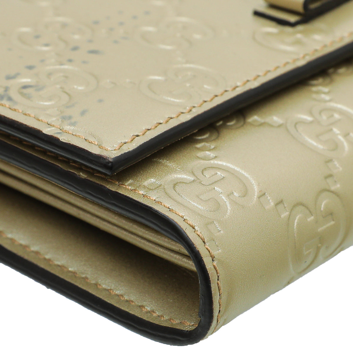 Gucci Champagne GG Guccissima Bow Continental Wallet