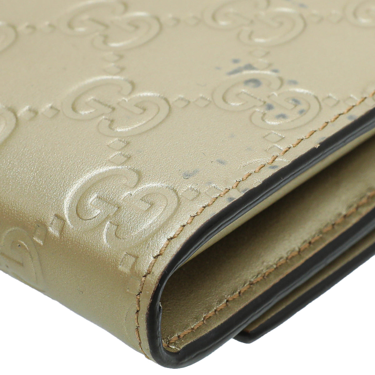 Gucci Champagne GG Guccissima Bow Continental Wallet