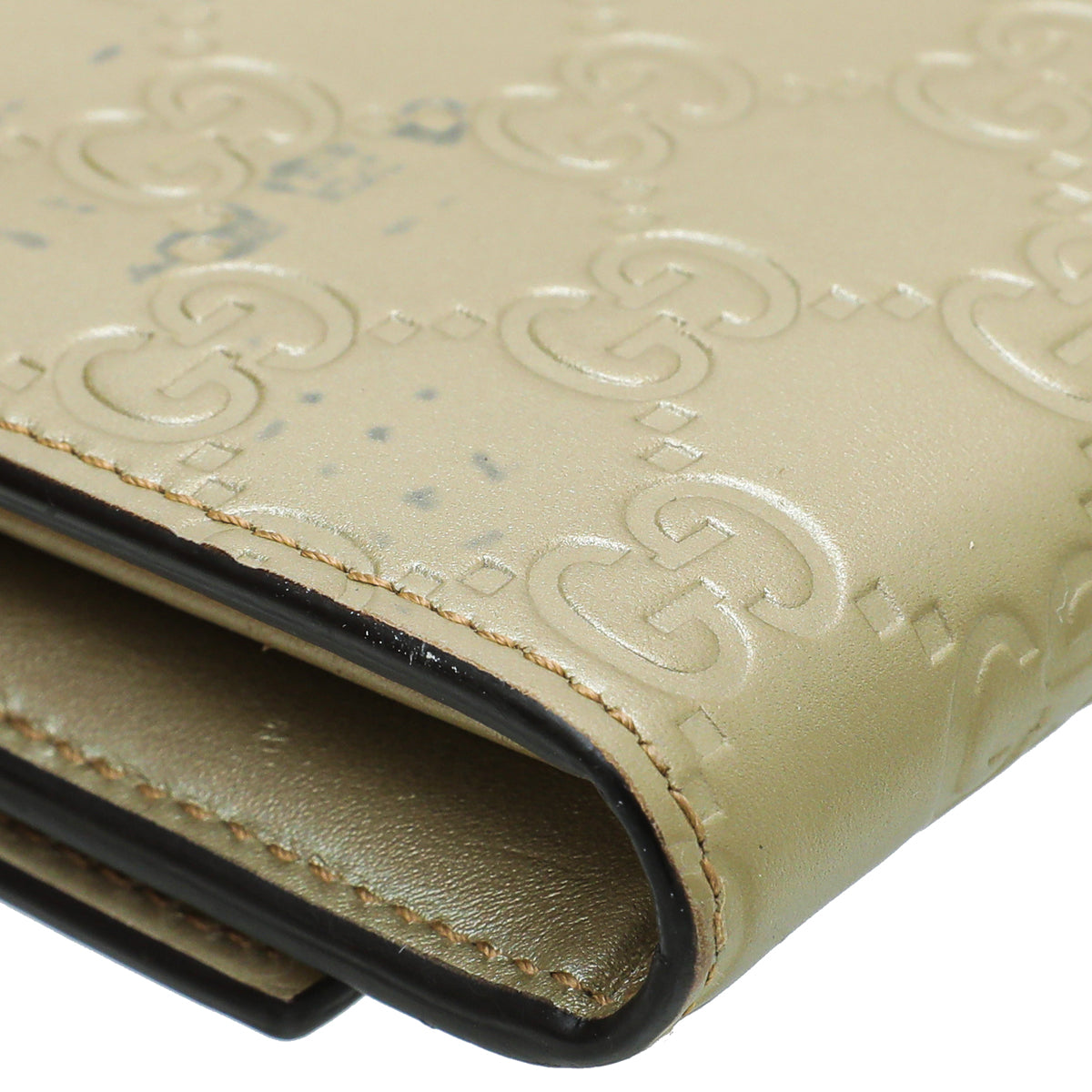 Gucci Champagne GG Guccissima Bow Continental Wallet