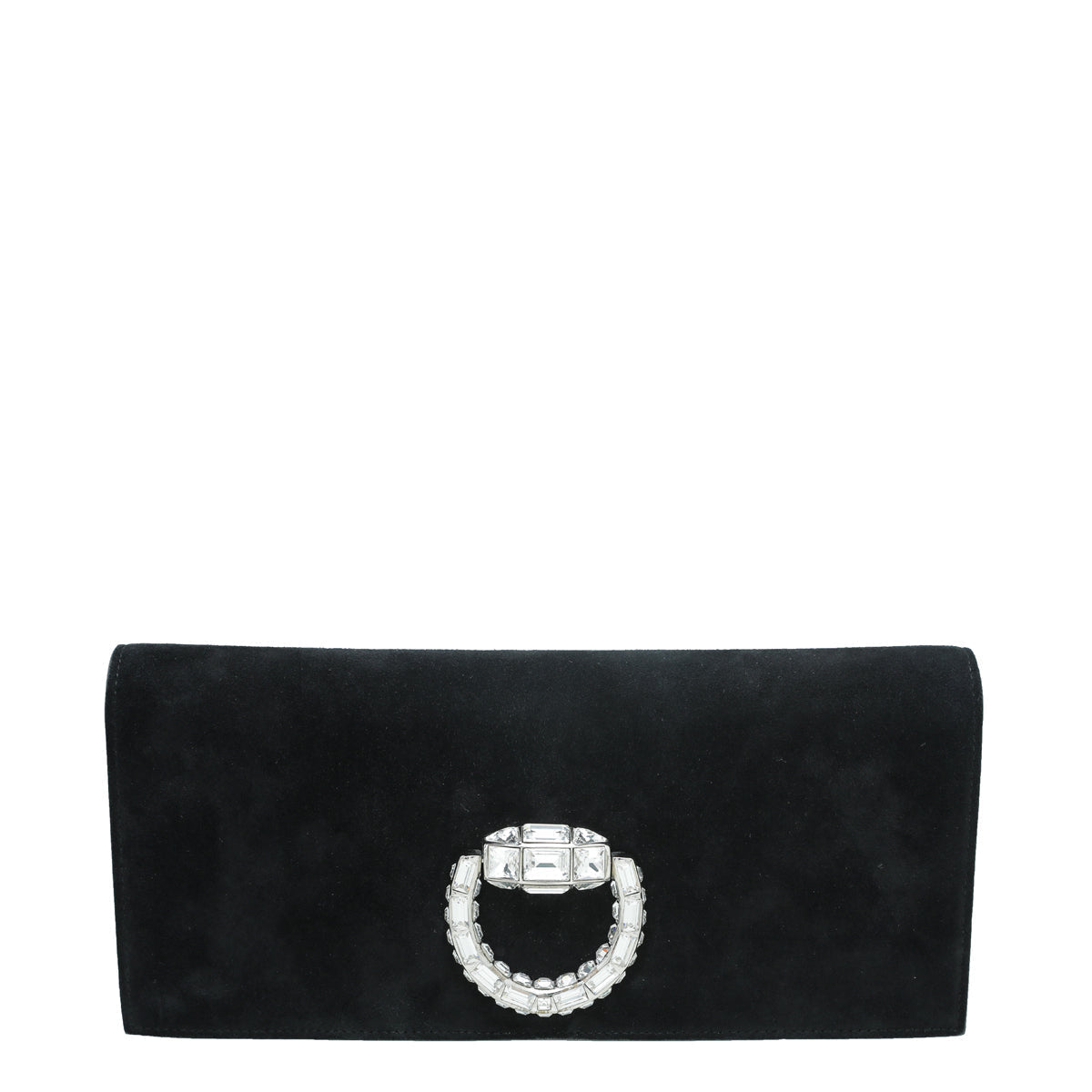 Gucci Black Suede Broadway Crystal Clutch