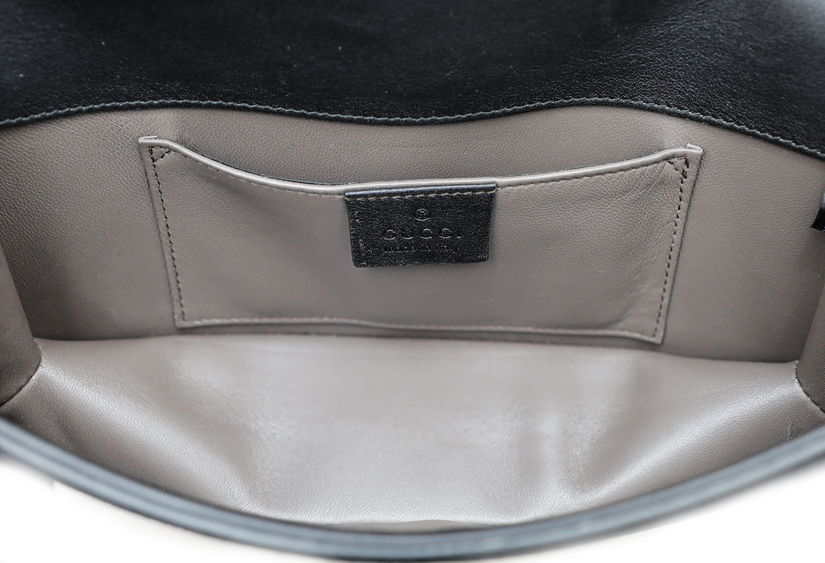 Gucci Black Suede Broadway Crystal Clutch