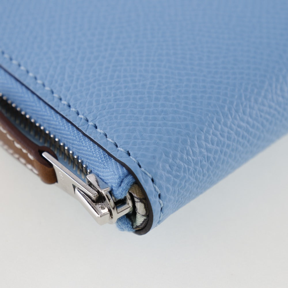 HERMES Long Wallet Purse Epsom light blue Azap long silk in Women Used